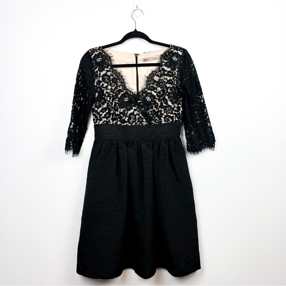 Eliza J Long Sleeve Lacy Black Party Dress